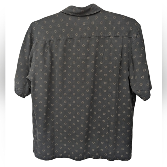 Toscano XL 100% silk button down shirt with short sleeves in black print - Picture 2 of 11